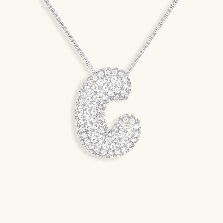 Bubble Initial-Diamant-Halskette