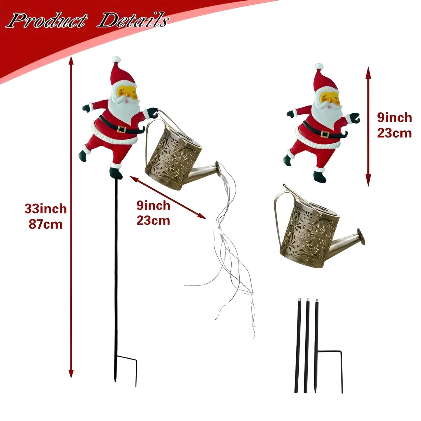 Solar-Weihnachtsbeleuchtung mit Santa & Laternen – Dekor für Garten & Terrasse | Warmweiß & bunt, batterie-frei | Karnz