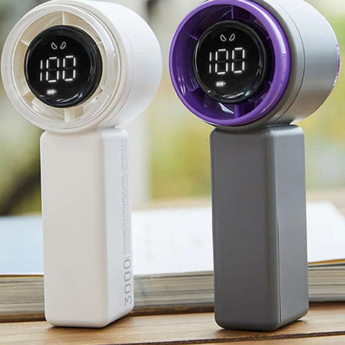 Kompakter Hochgeschwindigkeits-Handventilator mit digitalem Display - USB wiederaufladbar, 5 Geschwindigkeiten | Karnz