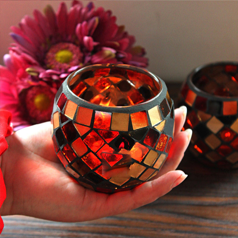 Europäischer Retro Glas Mosaik Teelichthalter