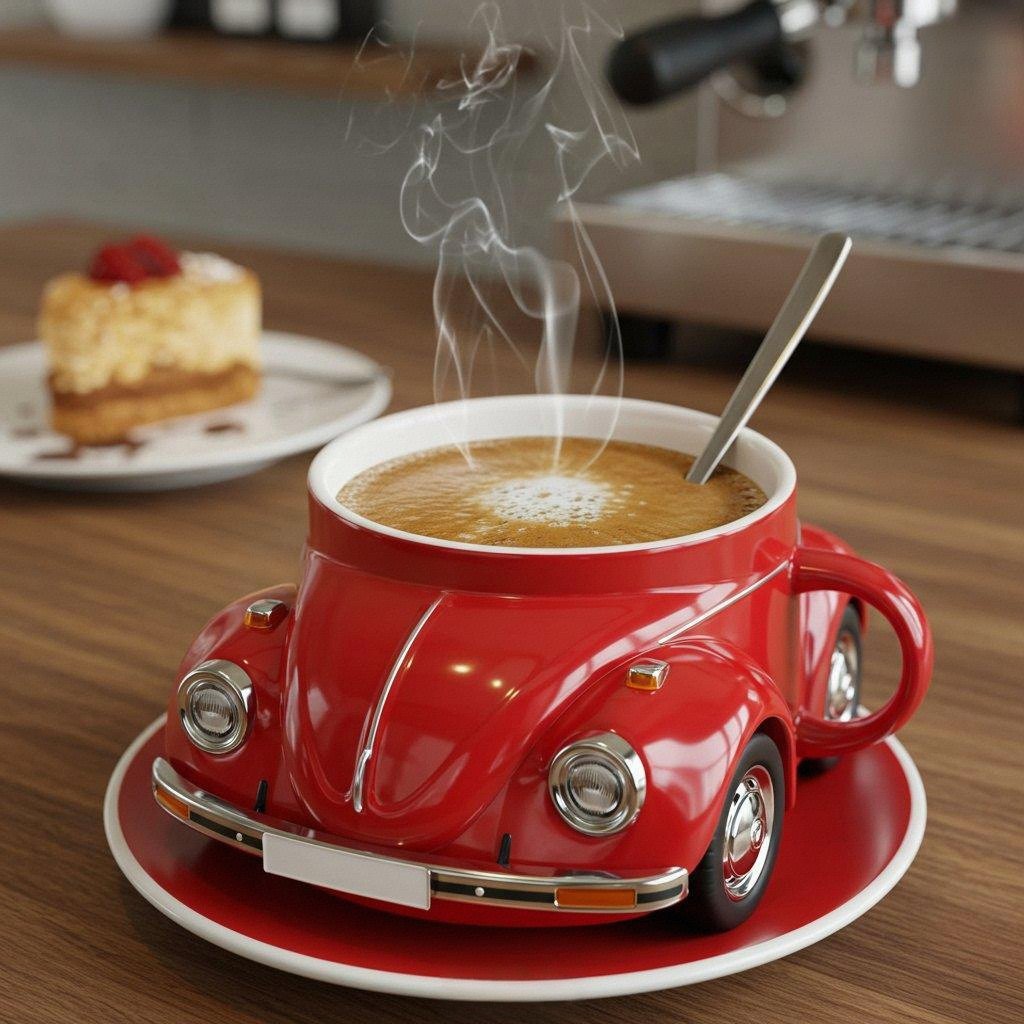 RetroCar Keramik-Kaffeebecher – Einzigartiges 3D-Design für Kaffee und Tee