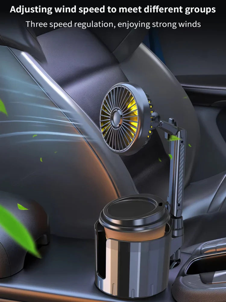 2-in-1 Auto Becherhalter Ventilator mit einstellbarer Kühlung und USB-Ladung | Karnz