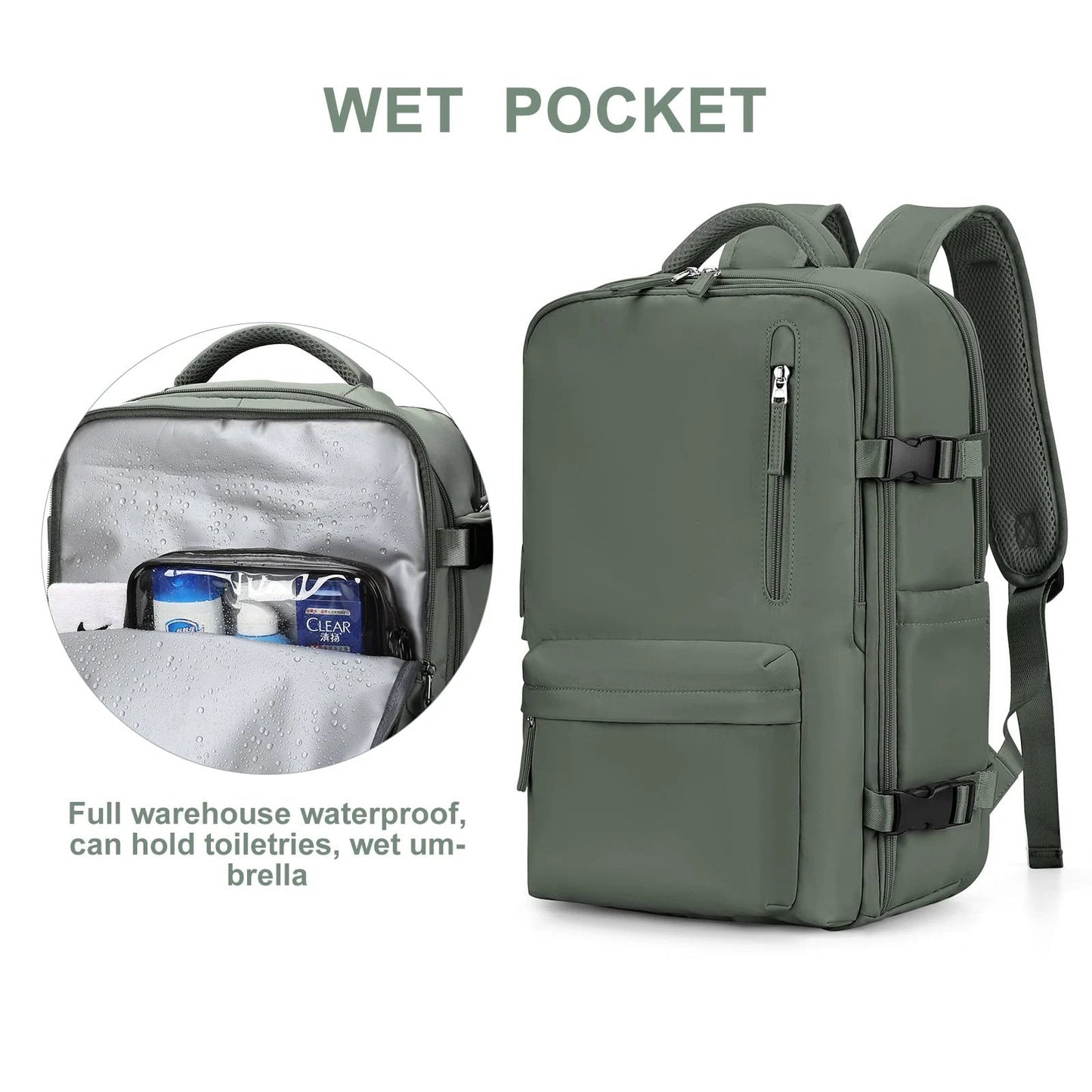 Großer Damen Reisetasche Wasserdichter Wanderrucksack – 35L Multifunktion
