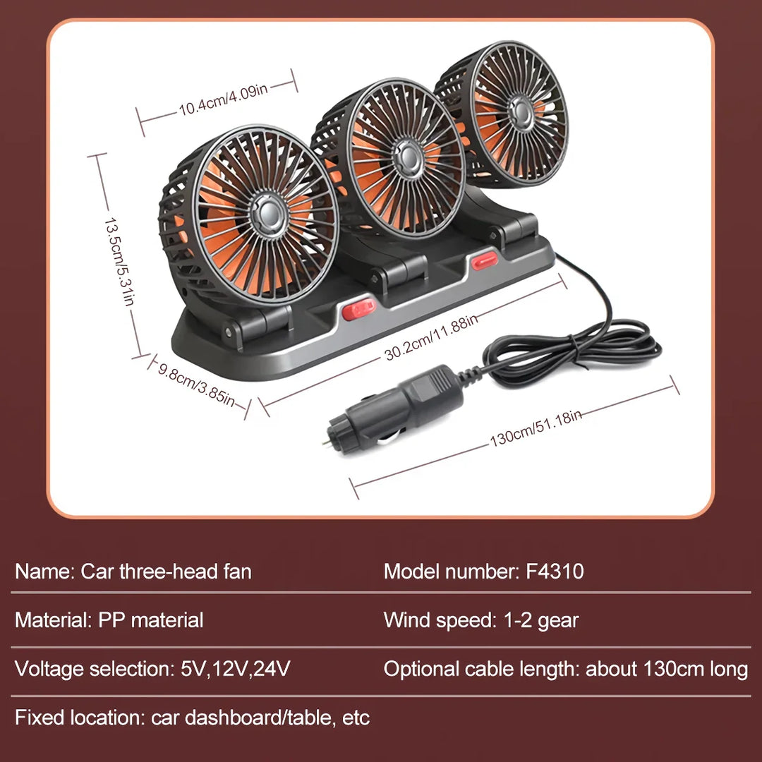 Verstellbarer 3-Kopf Elektroventilator | Karnz