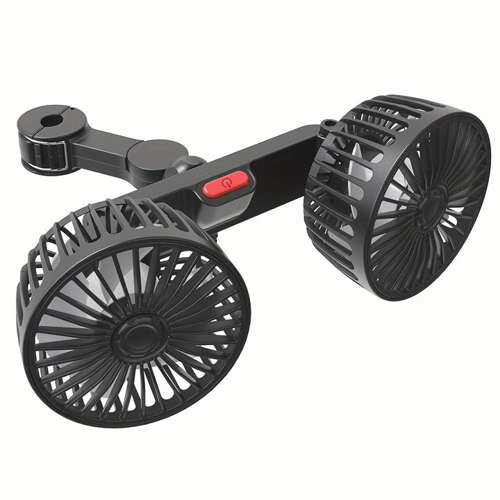 1 Pc Auto-Lüfter, Auto Kleiner Klimaanlage, Doppelseitiger Hecklüfter, Starker Wind, 360 Grad Drehung, Großes Luftvolumen, Subwoofer-Betrieb, Basis-Festklemm-Montagemethode, Geeignet für Auto Zuhause | Karnz