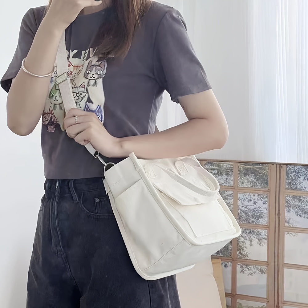 UrbanEase Canvas Slingbag – Weiße Schultertasche mit Magnetic Closure und verstellbarem Riemen | Karnz