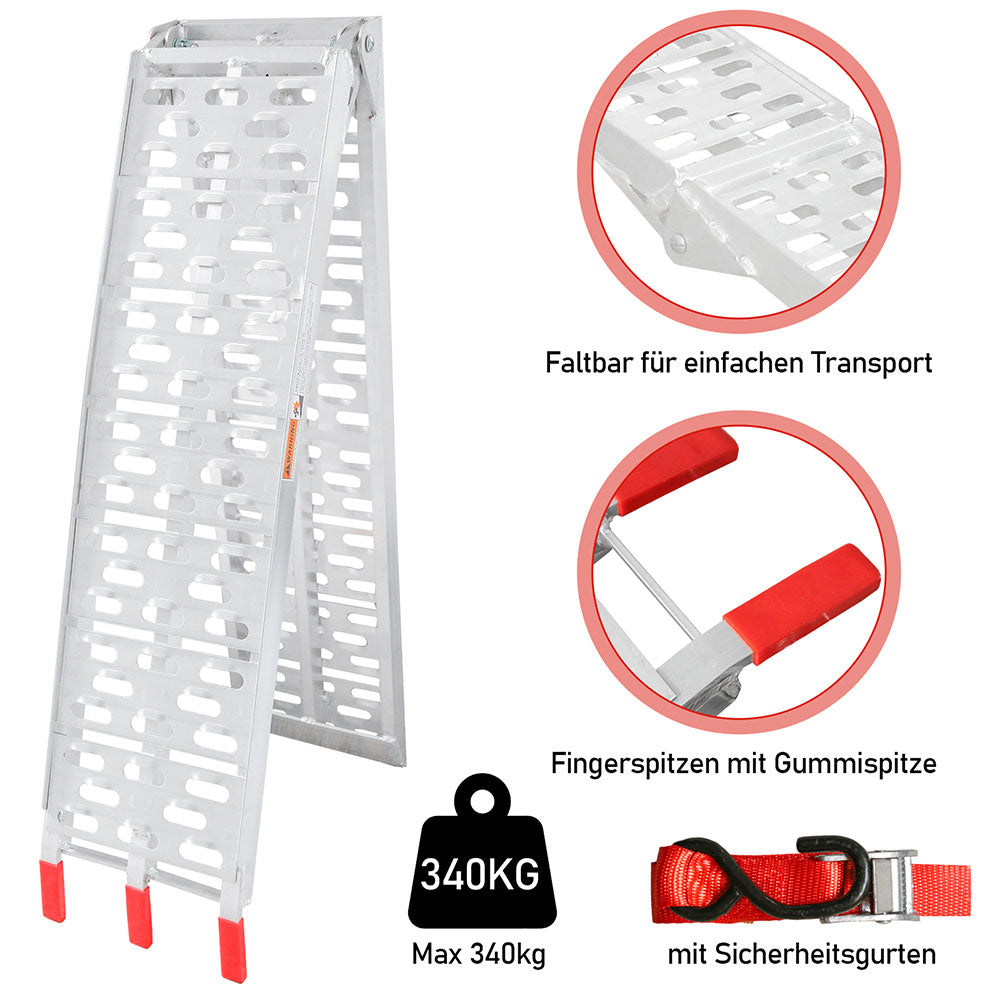 Auffahrrampe Klappbar 340kg Faltbare Alu Verladerampe Motorrad | Karnz