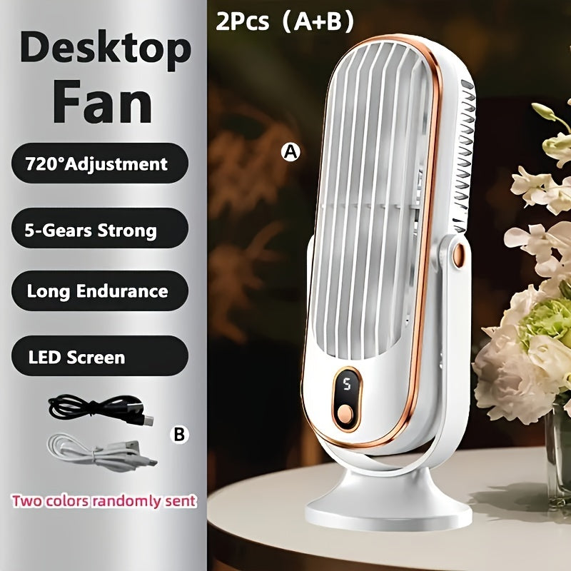 Tragbarer Klimaanlagenventilator - Große Batterie, Dualmotor, 5-Geschwindigkeits-Luftkühler mit 720° Rundum-Luftbläser - Ideal für Büro, Camping, Outdoor-Wohnmobil, USB-Ventilator - Großes Geschenk für Erntedankfest, Halloween, Weihnachten | Karnz