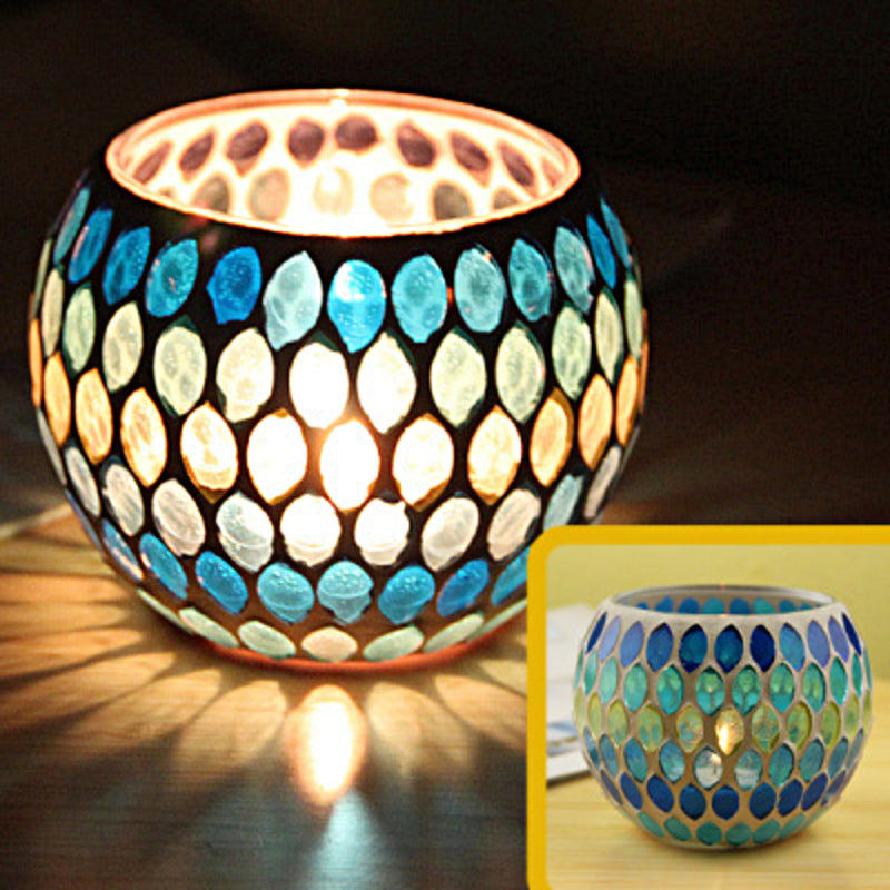Europäischer Retro Glas Mosaik Teelichthalter