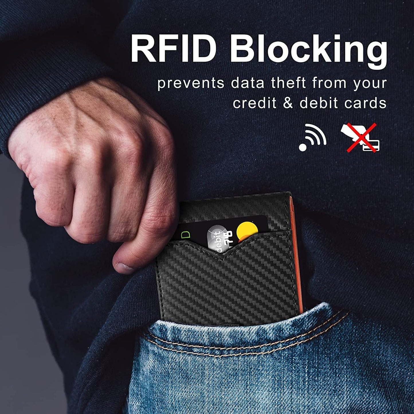 Slim RFID-Geldbörse für Herren | Kartenetui aus Leder | Schwarz