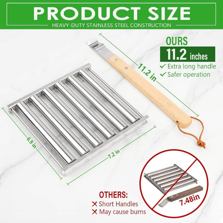 Rotierendes Hot Dog Grill Rack mit abnehmbarem Holzgriff Karnz