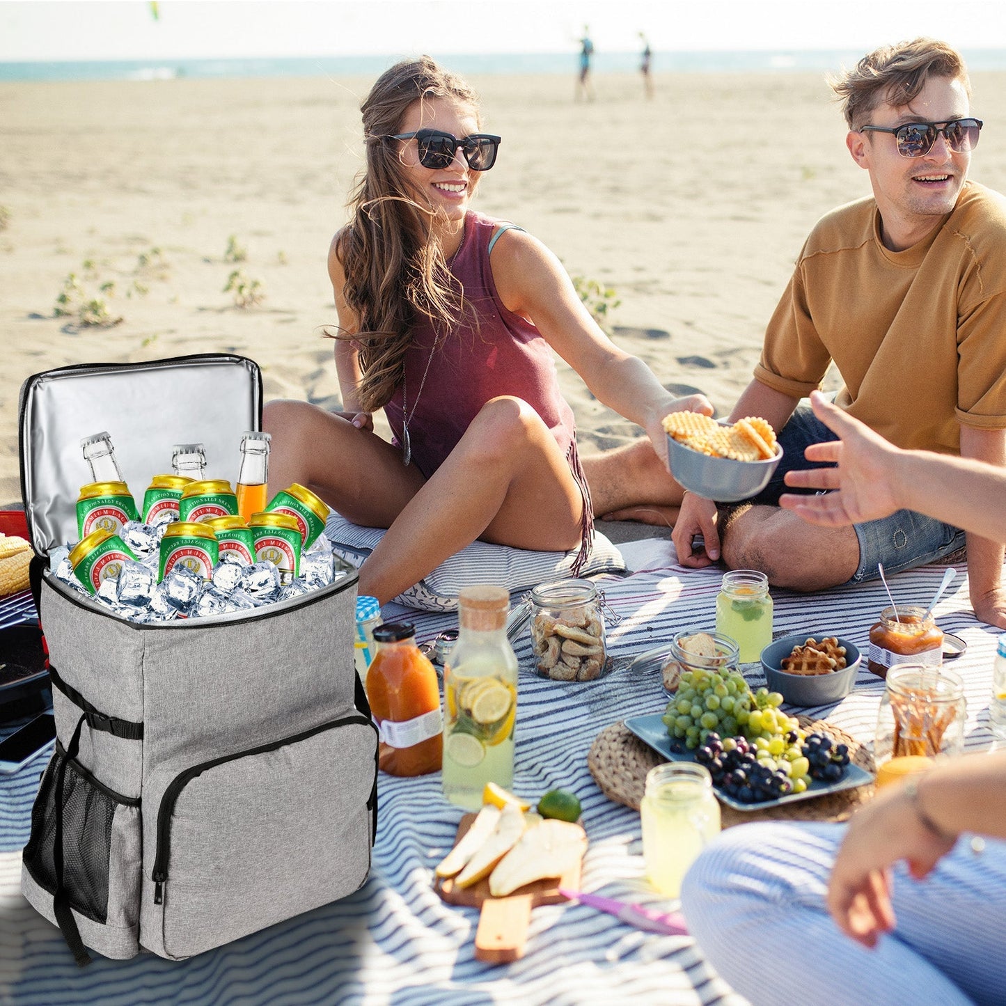 Kühlrucksack Thermo Rucksack 35L mit Picknickmatte | Karnz