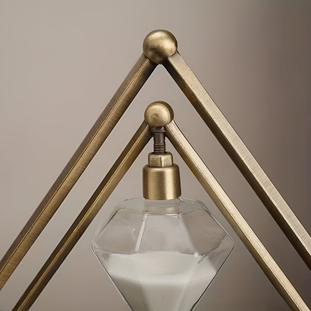 Sanduhr mit geometrischem Metallrahmen – Dekorativ und entspannend | Mit weißem Sand als Meditationsuhr | Karnz