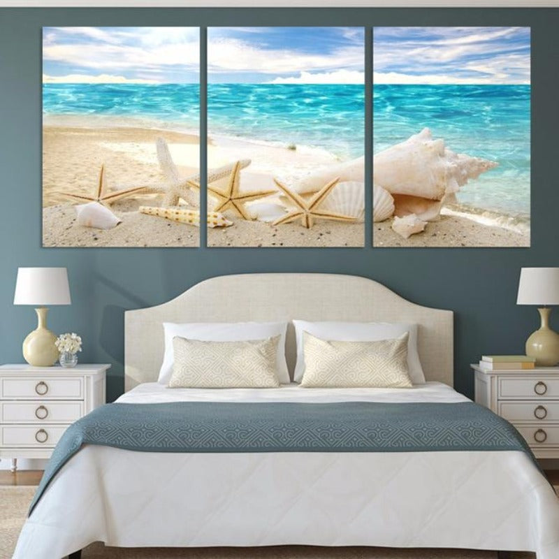 Meeresstrand mit Muschelmotiv – Leinwandbild