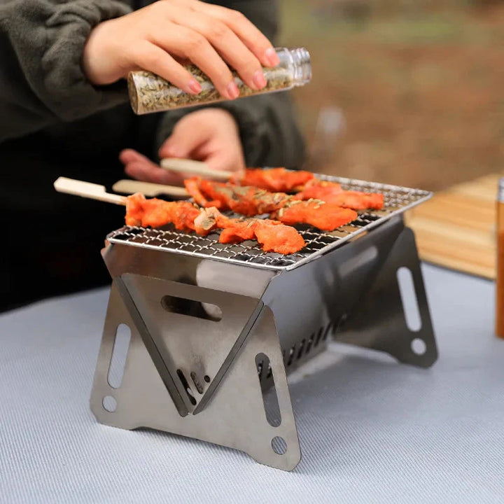 Camping-Grill Tragbarer Faltbarer Edelstahl Picknick-BBQ-Rack | Karnz