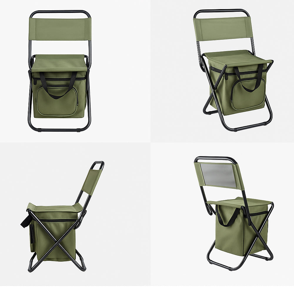 ChillPack Outdoor Stuhl – Faltbarer Campingstuhl mit Rückenlehne und integriertem Kühltasche | Karnz