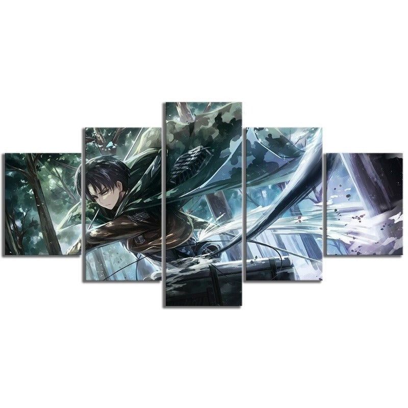 5 Panel "Levi-Ackerman Angriff auf Titan Anime"- Druck Malerei Wandkunst Poster