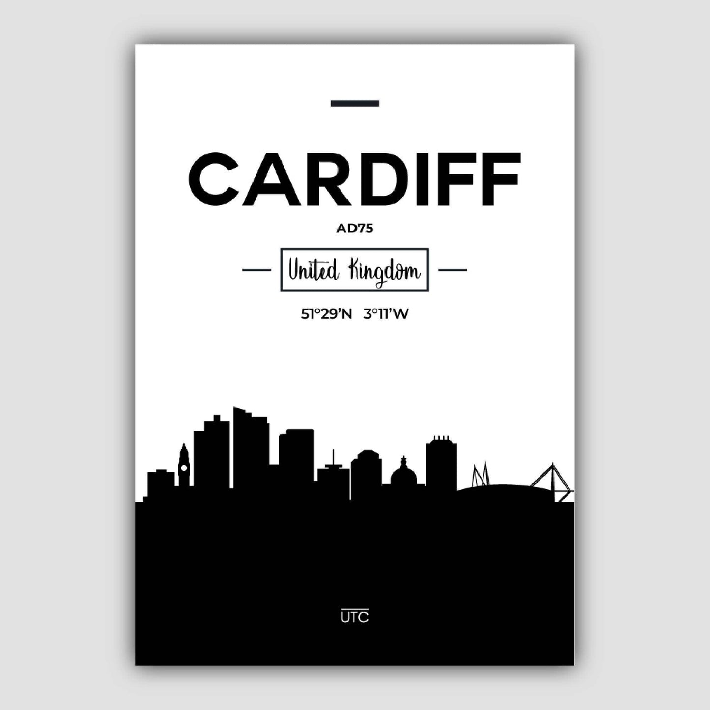 Cardiff Stadtsilhouette Stadtansicht Drucken
