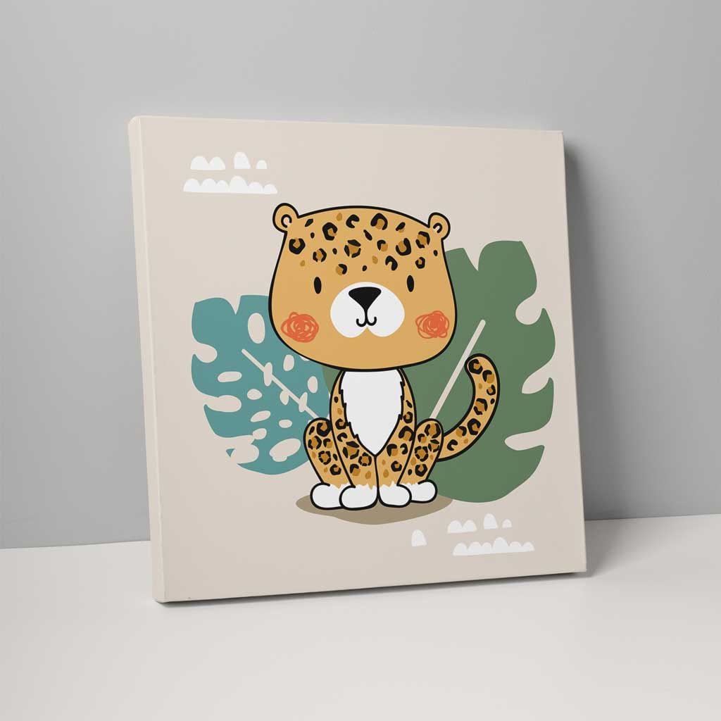 Boho Safari Dschungel Leopard Beige und Gelb auf Leinwand