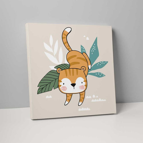 Boho Safari Dschungeltiger Beige und Orange auf Leinwand