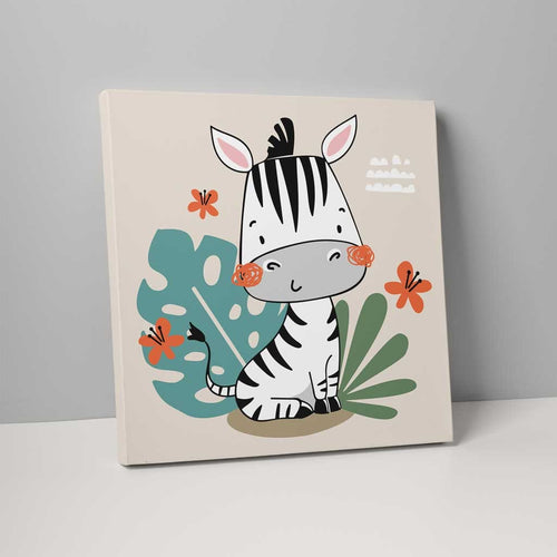 Boho Safari Dschungel Zebra Beige, Schwarz und Weiß auf Leinwand