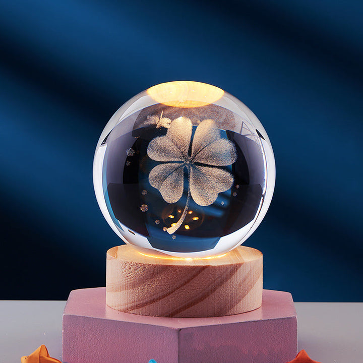 CrystalLight - 3D Kristall Nachttischlampe mit LED-Beleuchtung | Ambientebeleuchtung für Schlafzimmer oder Wohnzimmer | Karnz