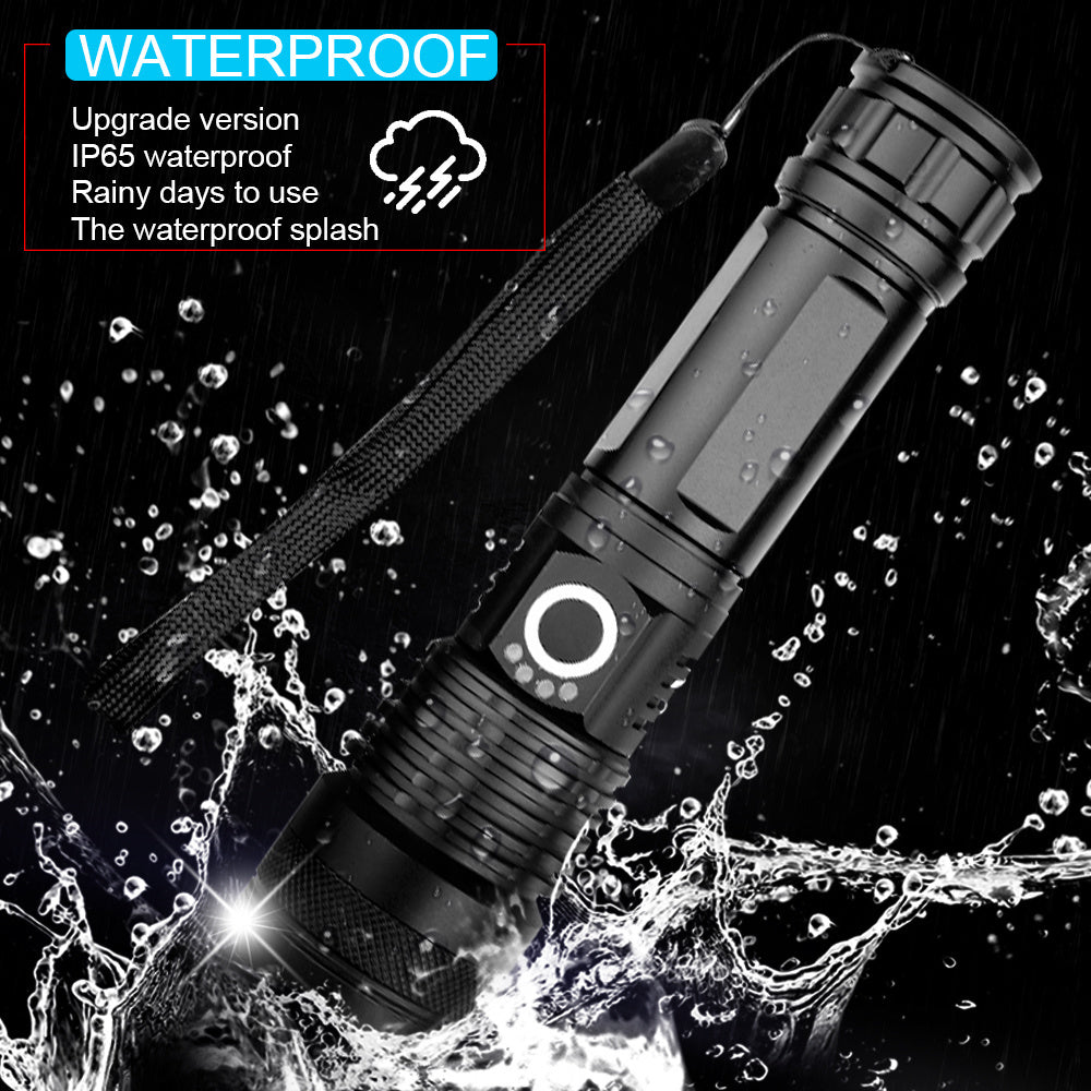 Karnz | MS18 Hochleistungs-LED-Taschenlampe | 100.000 Lumen | 18x Cree XHP70 2.0 LEDs | 2,3 km Reichweite | IP56 Wasserdicht | OLED-Statusdisplay | Inkl. Akku-Pack