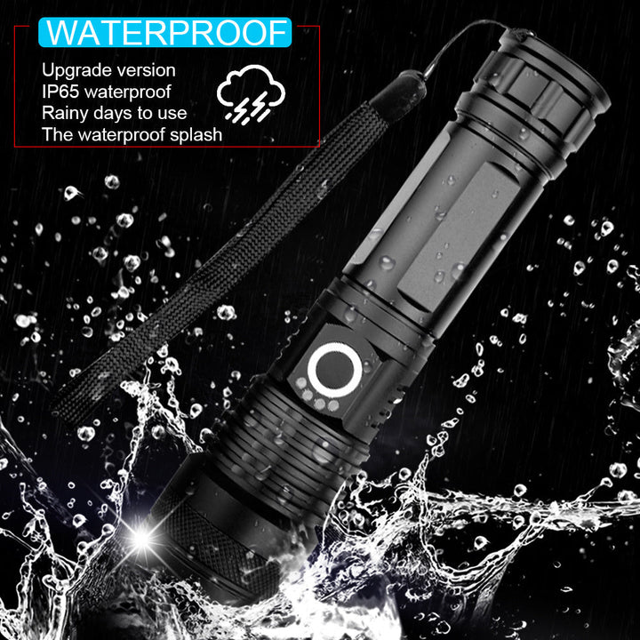 Karnz | MS18 Hochleistungs-LED-Taschenlampe | 100.000 Lumen | 18x Cree XHP70 2.0 LEDs | 2,3 km Reichweite | IP56 Wasserdicht | OLED-Statusdisplay | Inkl. Akku-Pack