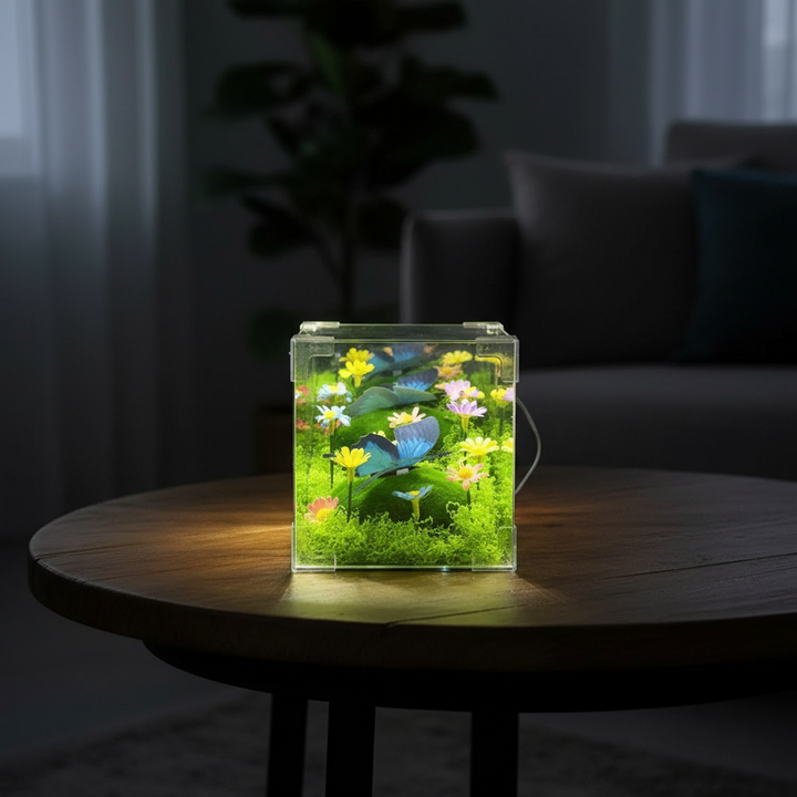 LED-Schmetterlingsgarten-Würfel Nachtlicht Dekor | Karnz