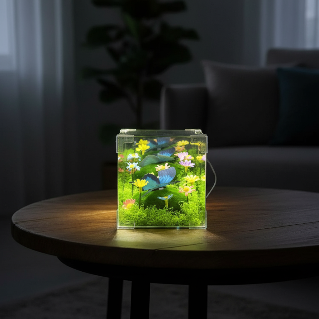 LED Schmetterlingsgarten Würfel Nachtlicht Dekor