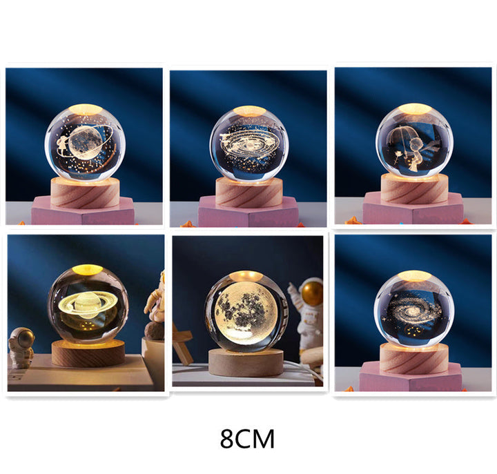 CrystalLight - 3D Kristall Nachttischlampe mit LED-Beleuchtung | Ambientebeleuchtung für Schlafzimmer oder Wohnzimmer | Karnz