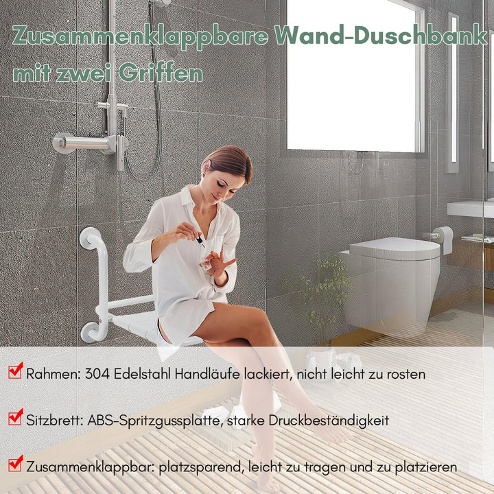 Duschklappsitz Klappbar mit Armlehnen Wandmontage | Karnz