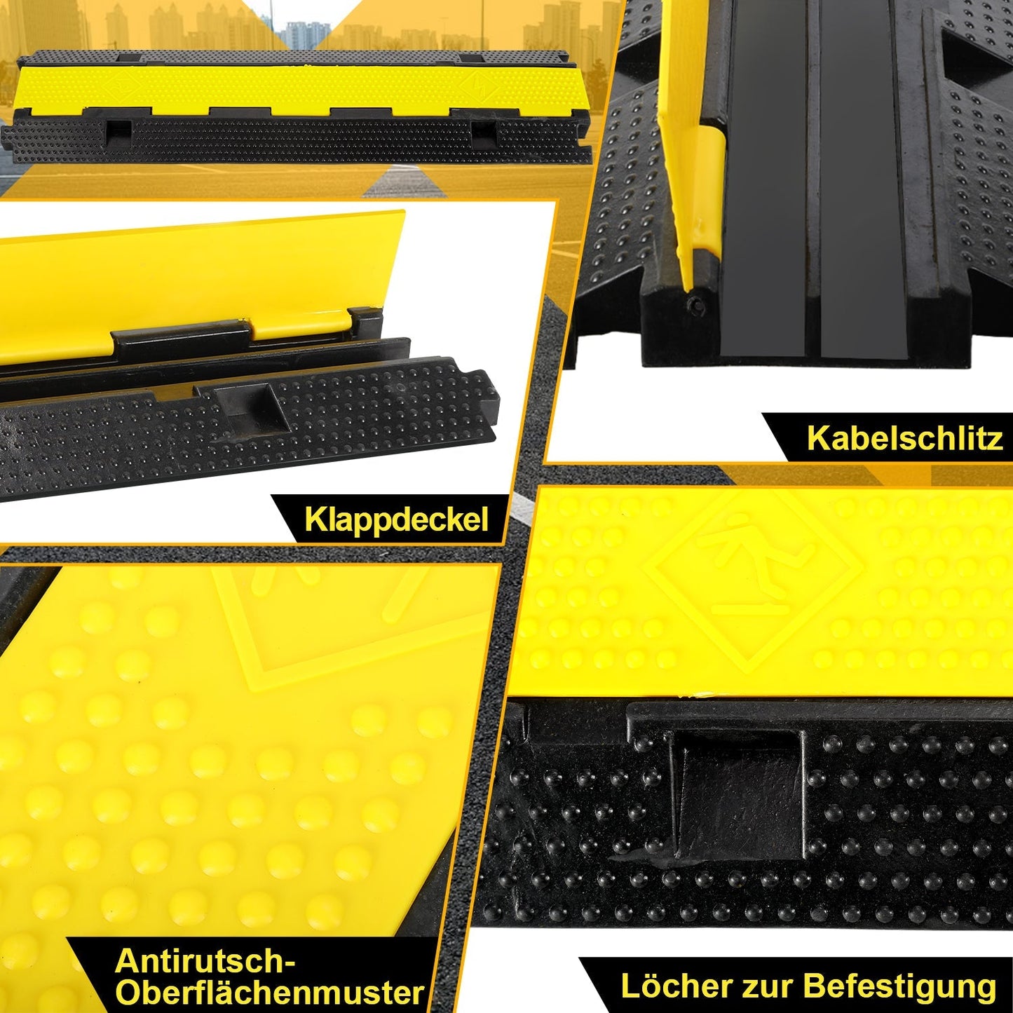 Kabelbrücke Gummi Kabelschutzmatte 3 Stück | Karnz