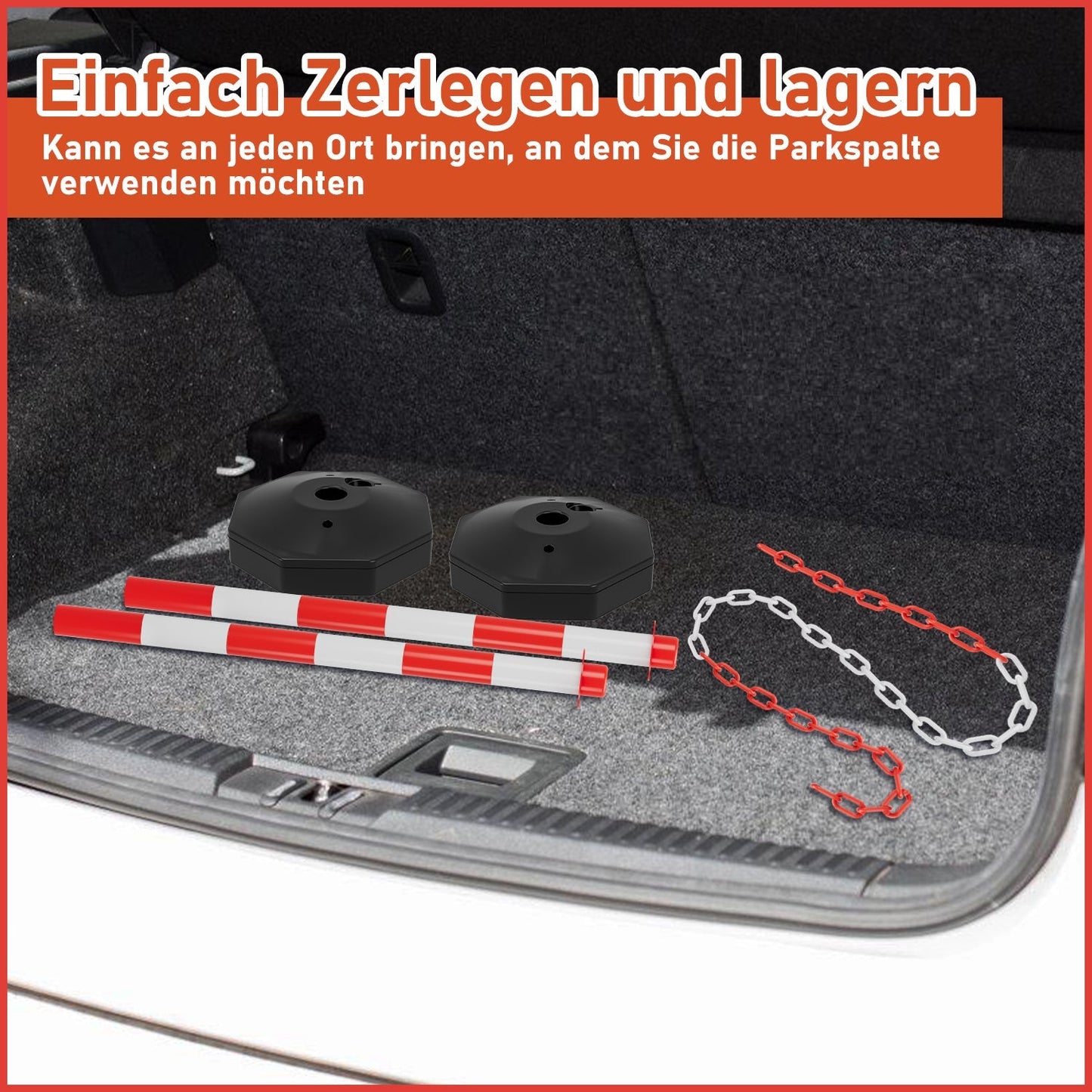 Absperrpfosten Kettenpfosten mit Kette Länge 1,4 m | Karnz
