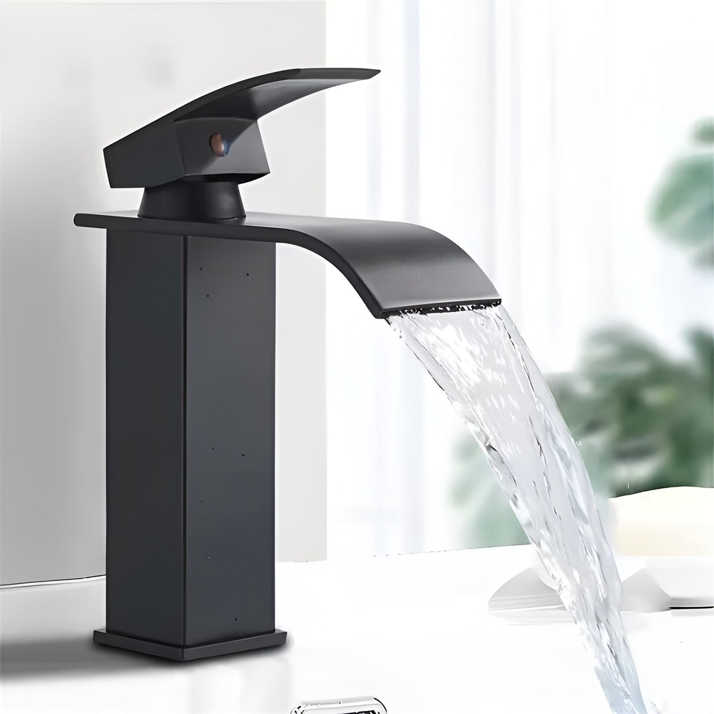 Edelstahl-Waschtischarmatur – Wasserfallauslauf mit Warm- und Kaltwasser | Einloch-Mischbatterie im Karnzack-Design für das Badezimmer