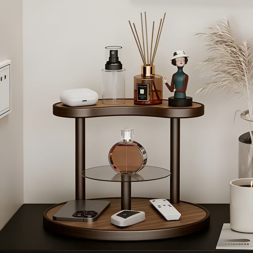 Rotierender Holz-Make-up-Organizer - 3-stufig und stabil | Praktische Aufbewahrung für Kosmetik | Karnz