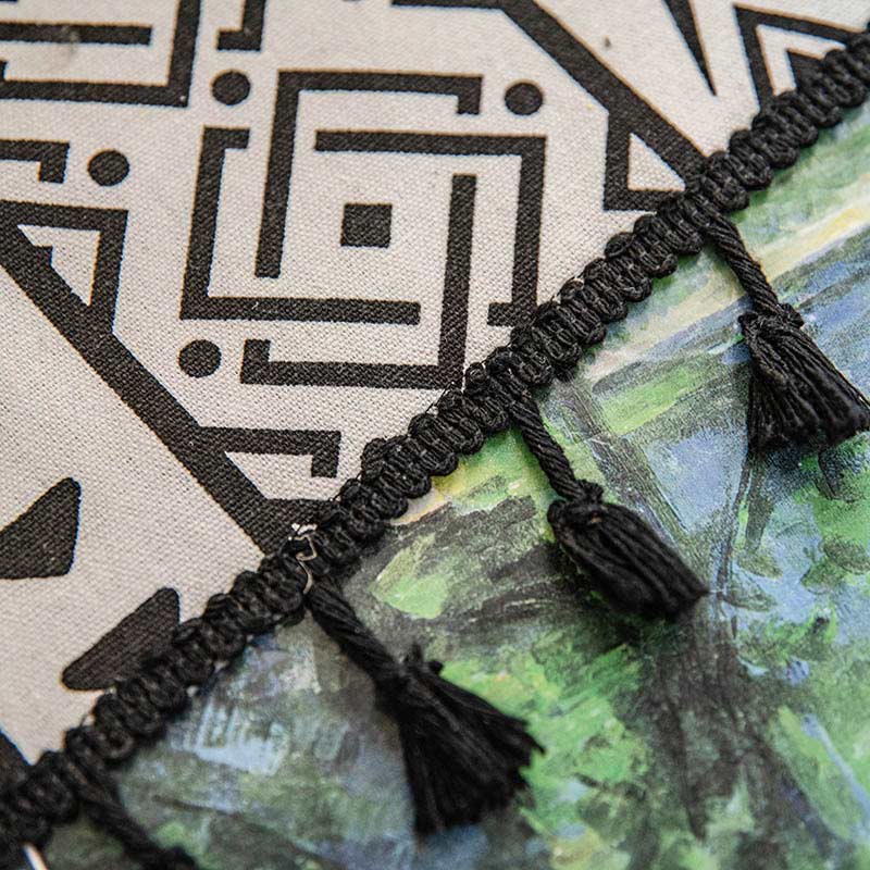 Geometrische Quastenvorhang Semi Blackout Gardinen aus Baumwollmischung | Karnz