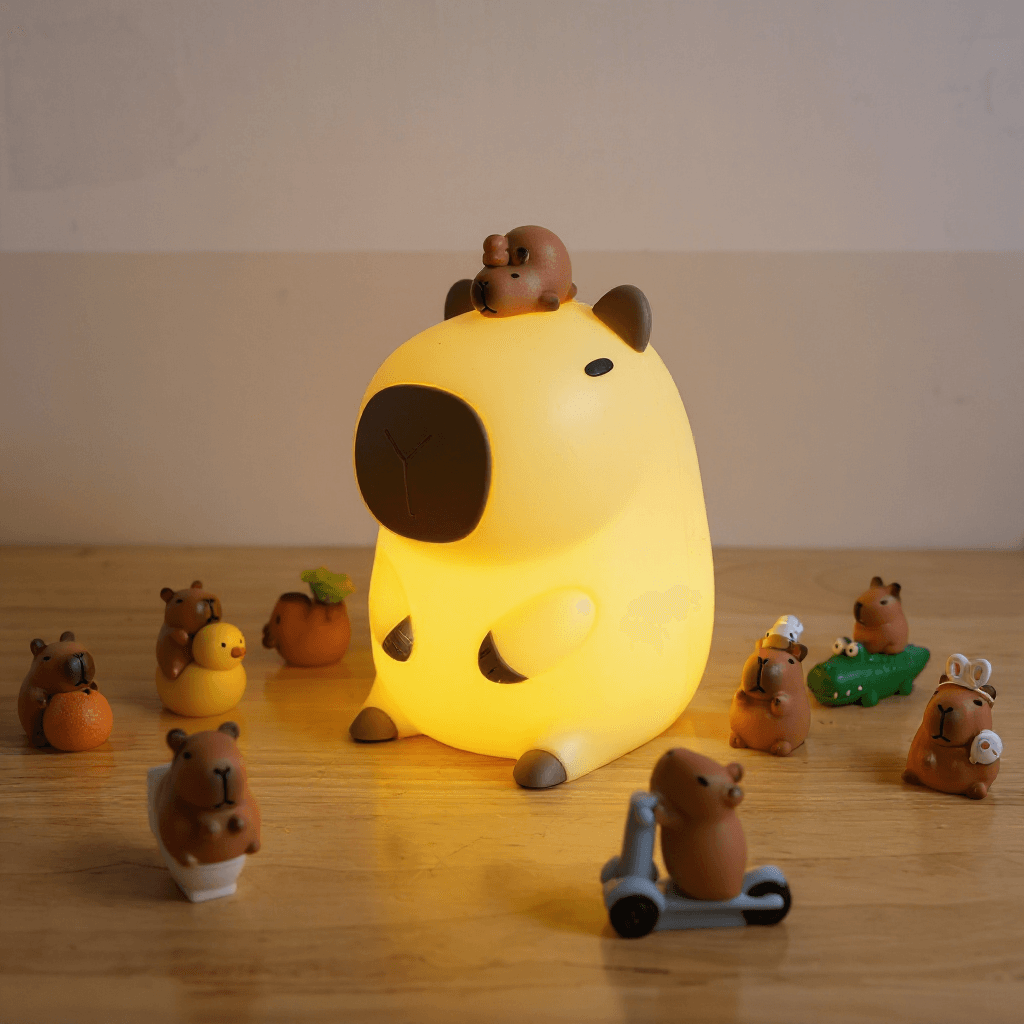 Capybara Nachtlicht mit einstellbarer Helligkeit, Silikon