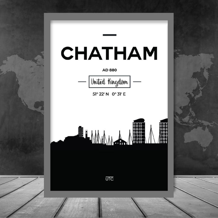 Chatham City Skyline Stadtbild-Druck