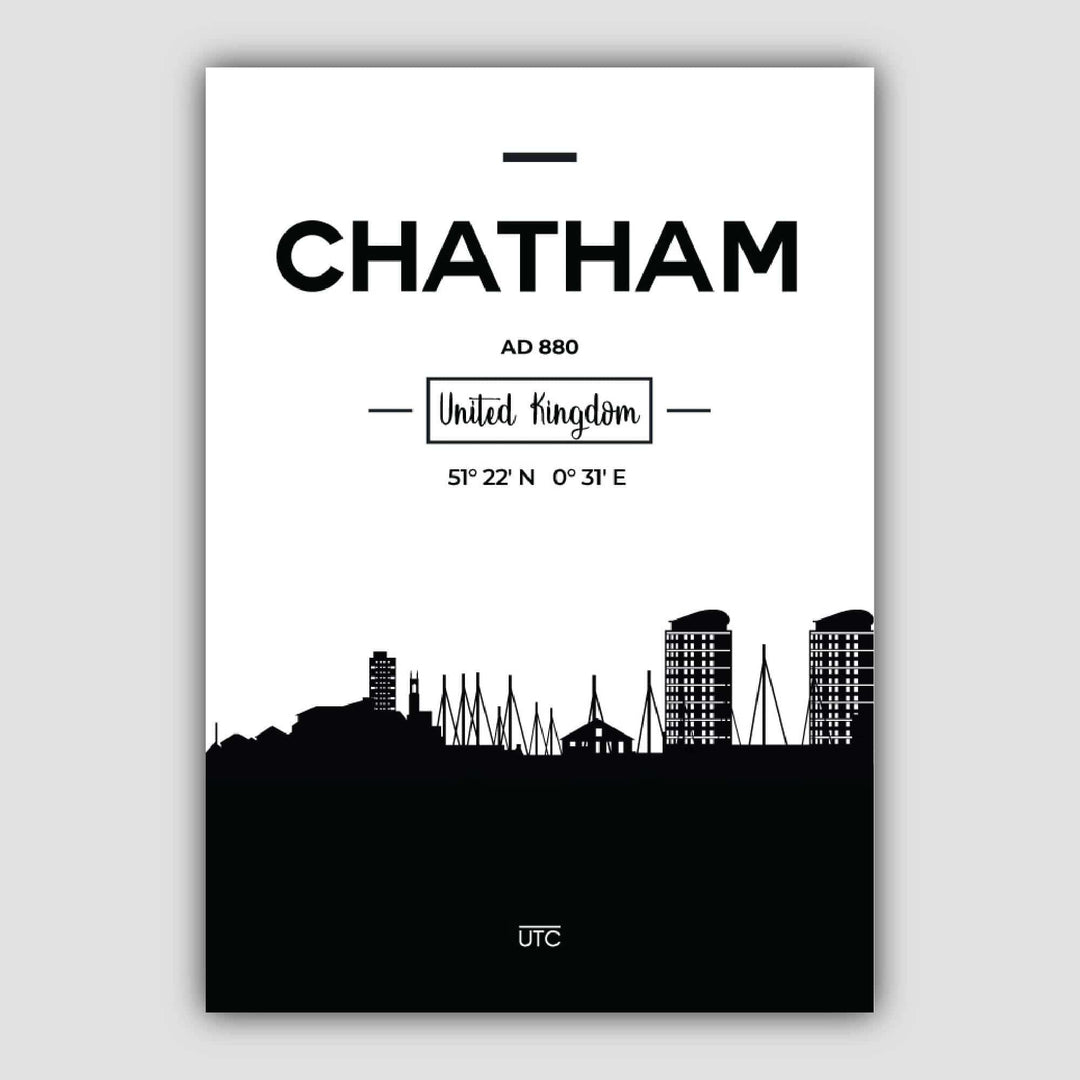 Chatham City Skyline Stadtbild-Druck