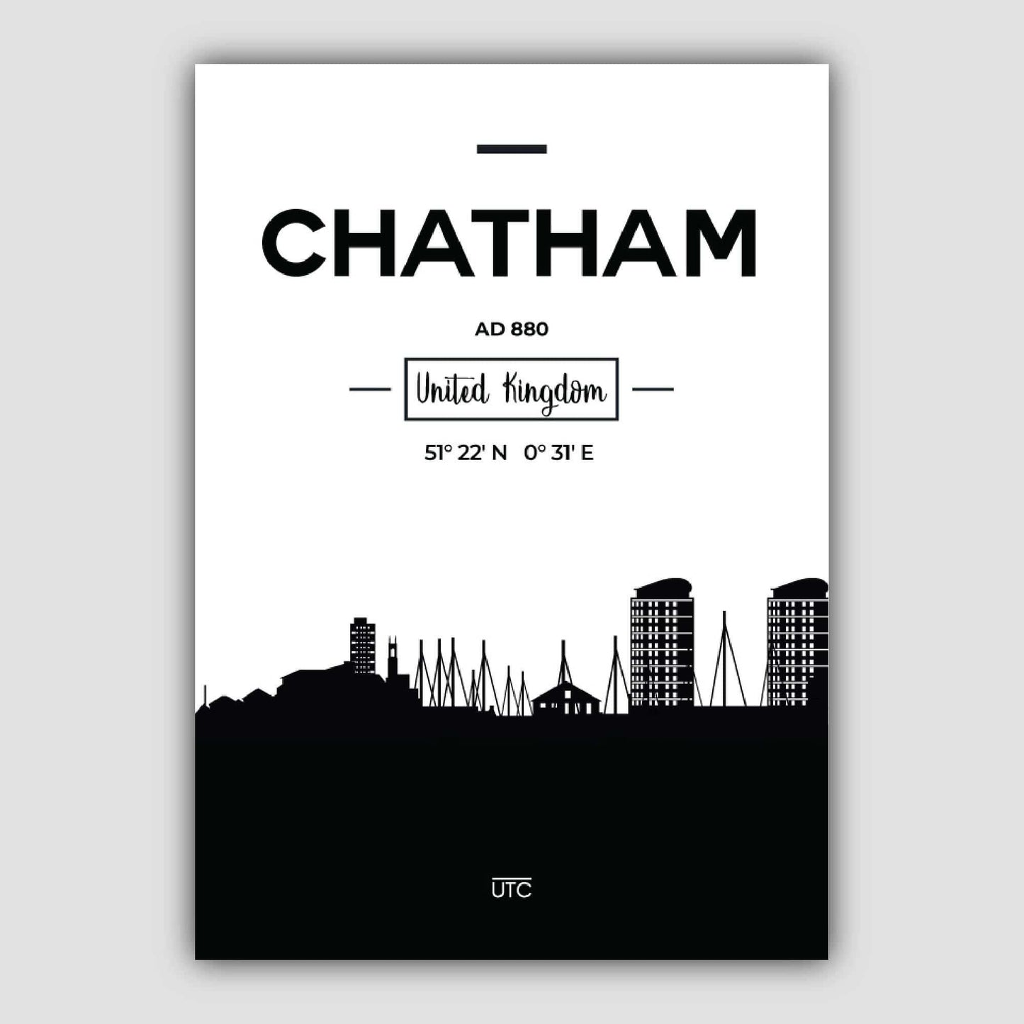 Chatham City Skyline Stadtbild-Druck