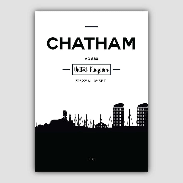 Chatham City Skyline Stadtbild-Druck