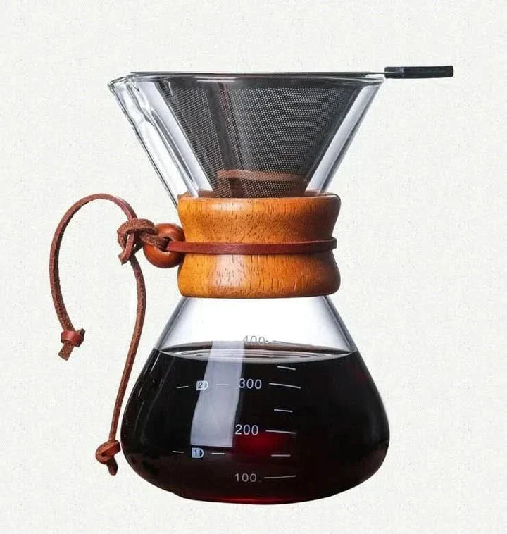 Chemex Kaffeekanne mit Hario V60 Filterhalter-Set – Präzises Brühen mit Stil