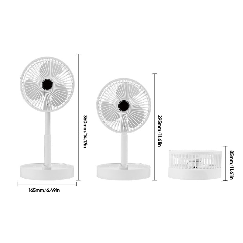 Portae Rechargeae Teleskope-Ventilator mit geräuscharmem Design und einstellbarer Höhe