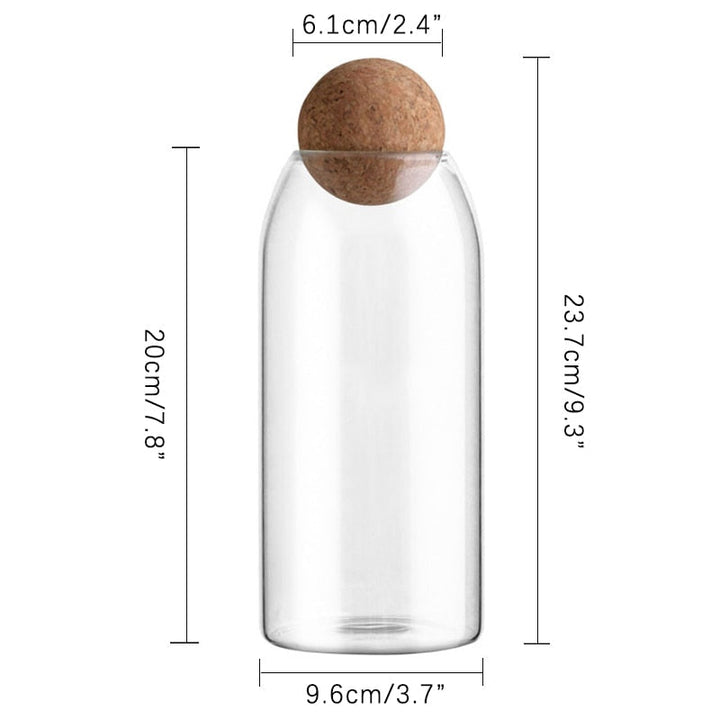 Klares Glasflasche Küchenlagerbehälter mit Korkball luftdichtem Deckel | Karnz