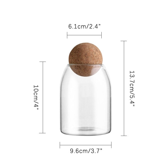 Klares Glasflasche Küchenlagerbehälter mit Korkball luftdichtem Deckel | Karnz