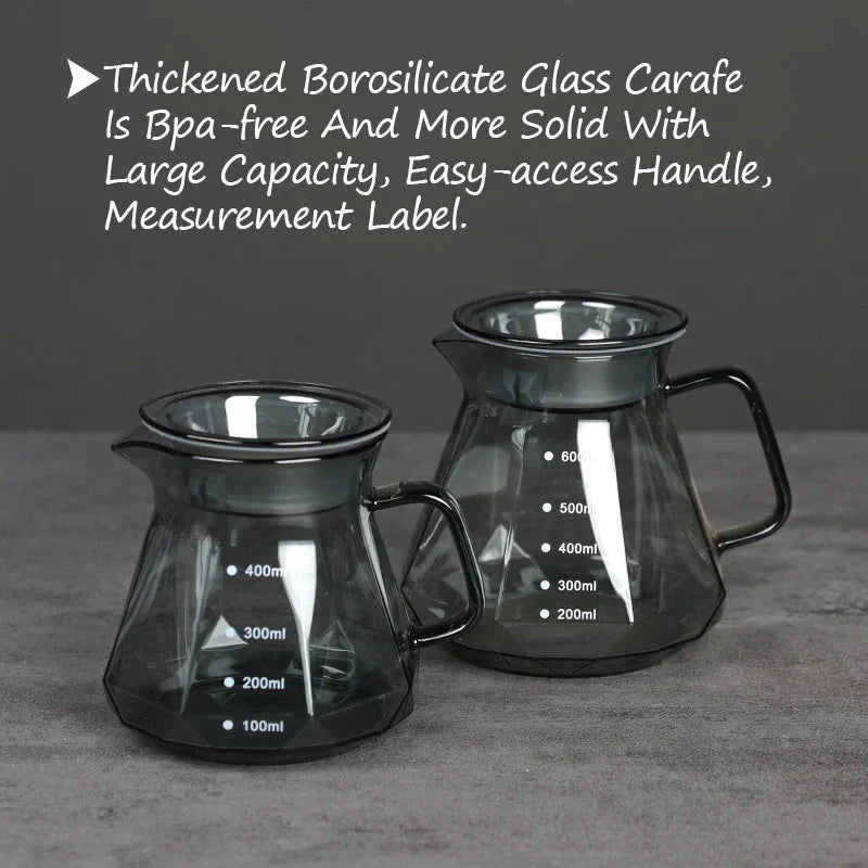 Klarer Glasbereich Kaffee Server für Pour Over Kaffee und Teekanne | Karnz
