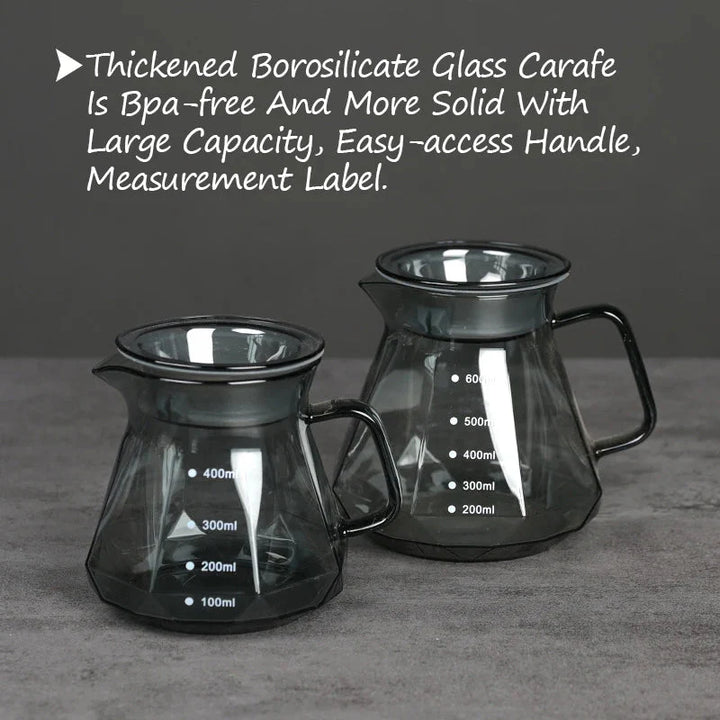 Klarer Glasbereich Kaffee Server für Pour Over Kaffee und Teekanne | Karnz