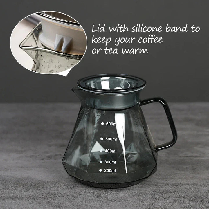 Klarer Glasbereich Kaffee Server für Pour Over Kaffee und Teekanne | Karnz