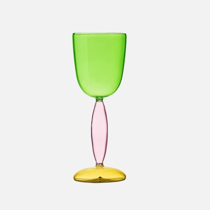 Kelch und Karaffe aus gefärbtem Glas von Phillips